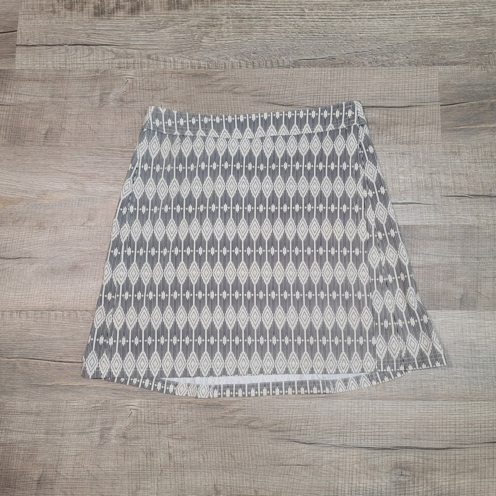Rip Skirt Hawaii Paia Maui Skirt Womens Medium Gray White Geometric Wrap Mini